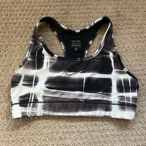 Nike Women's Black and White Dri-FIT Sports Bra